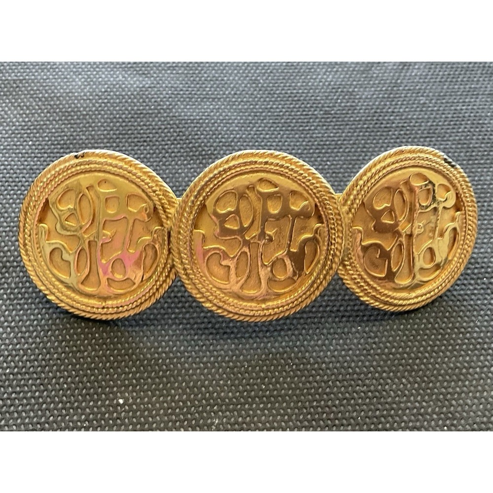 Vintage Signed Gay Boyer Made In France Hair Barrette Clip Gold Tone